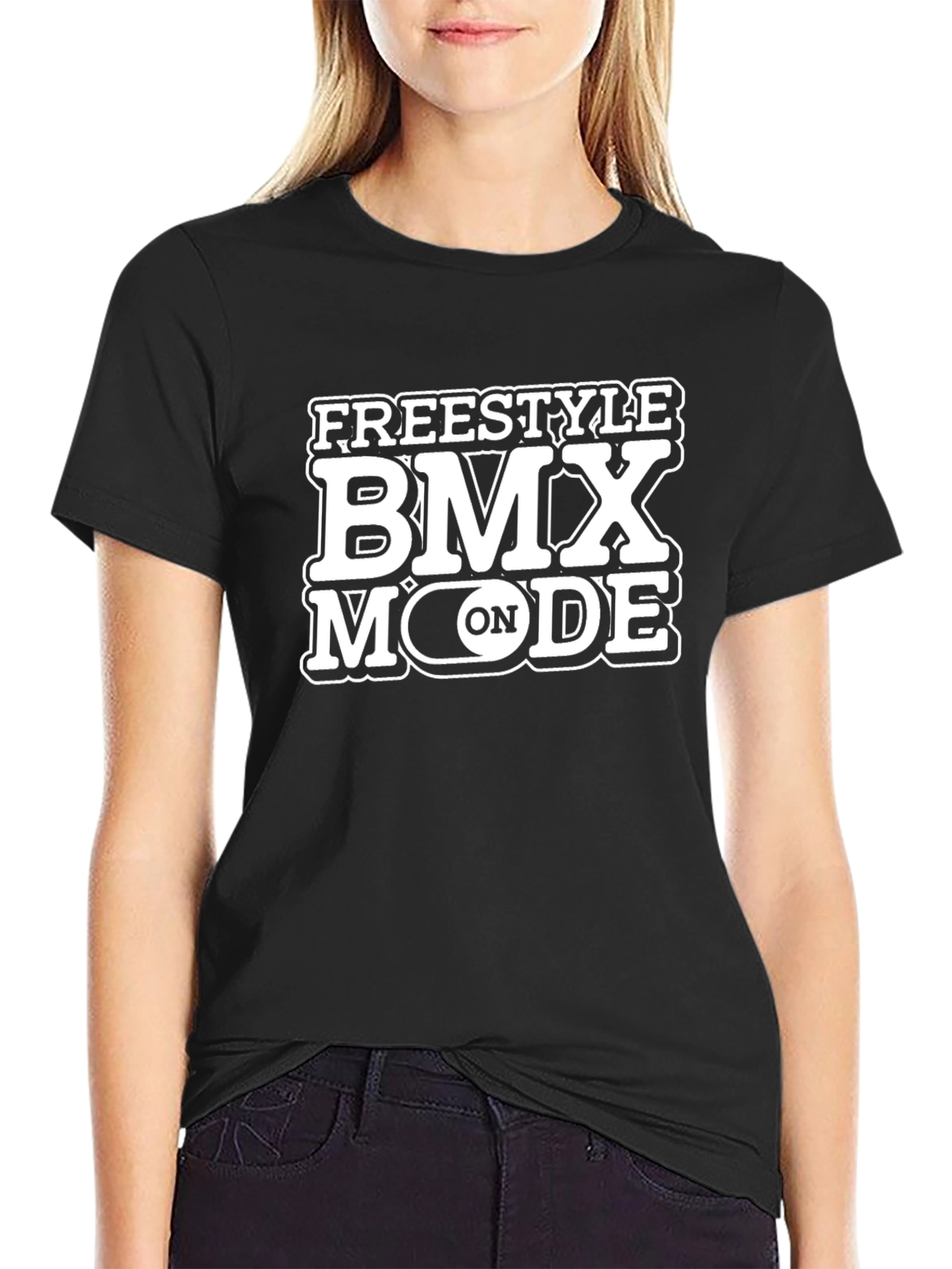 Freestyle BMX Mode On Black Graphic Tee Shirt
