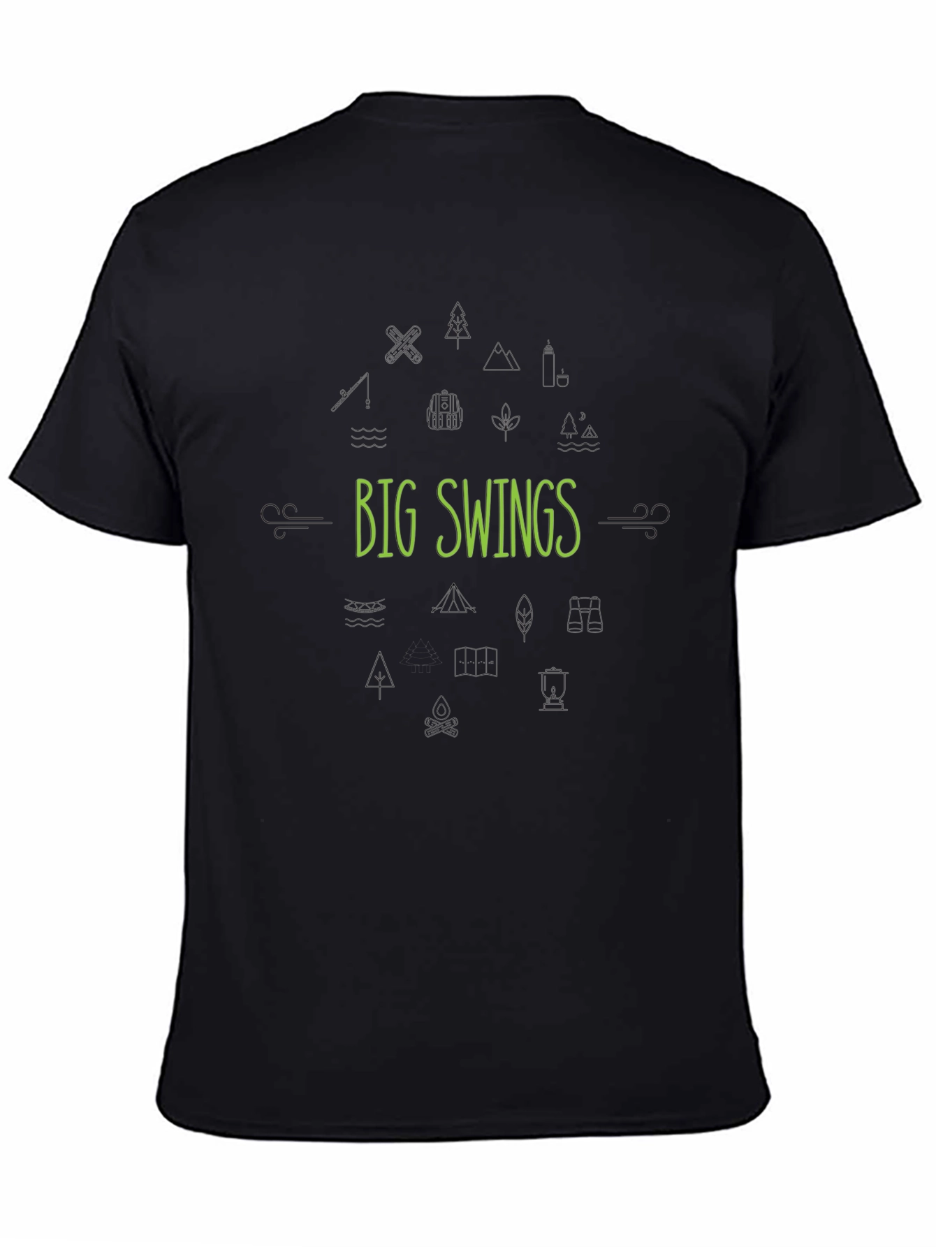 Mens Black Graphic T-Shirt - Big Swings Design