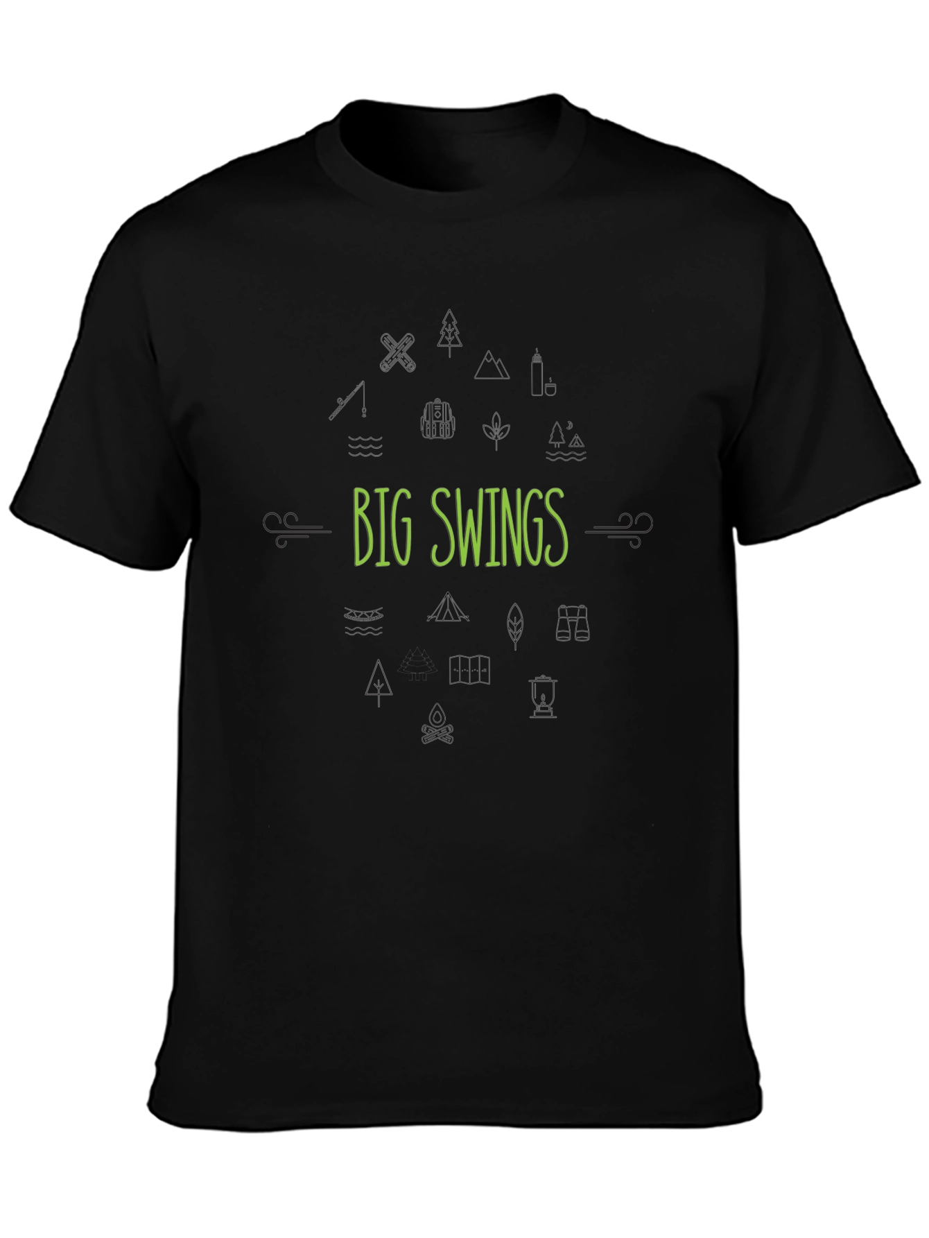 Mens Black Graphic T-Shirt - Big Swings Design