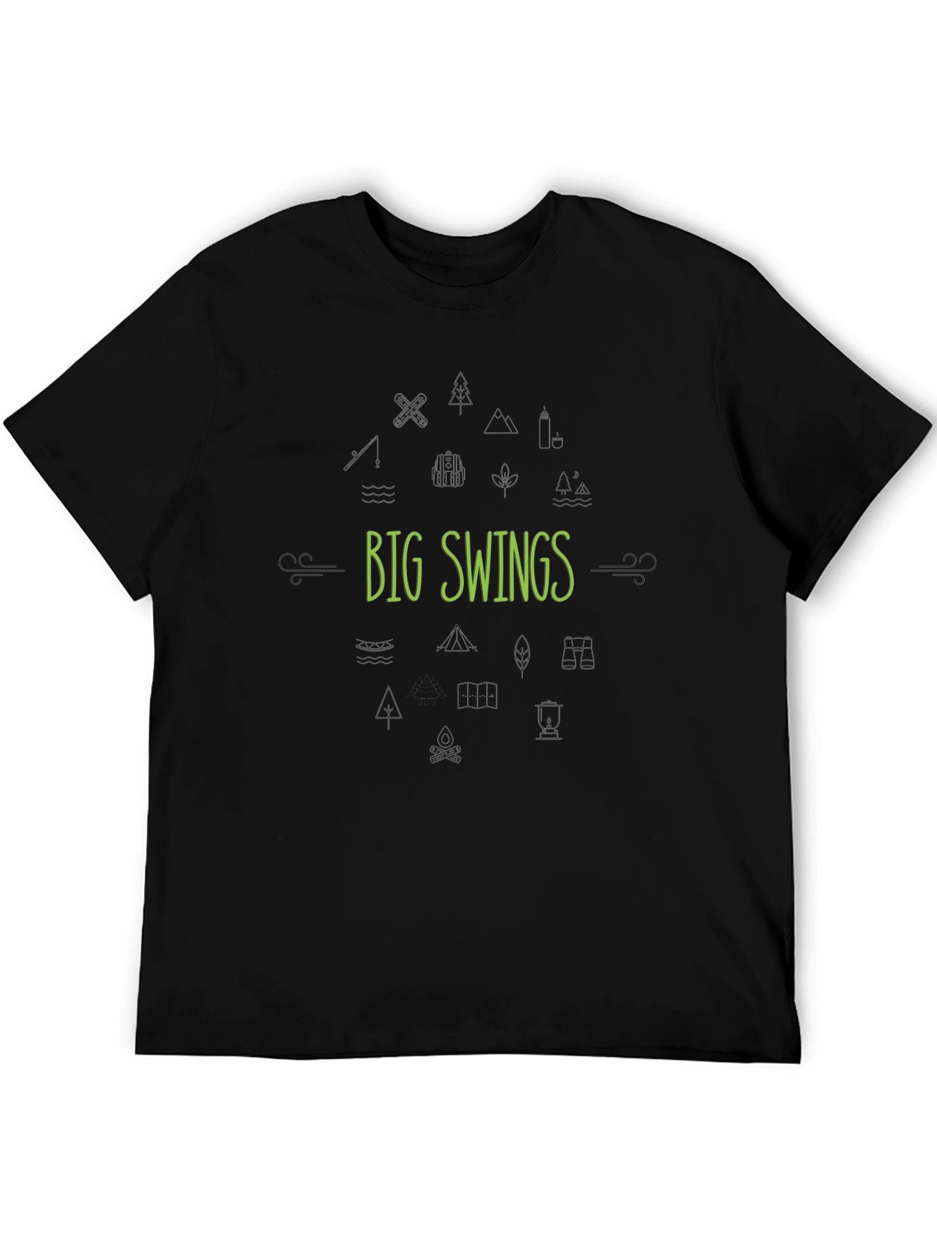 Mens Black Graphic T-Shirt - Big Swings Design