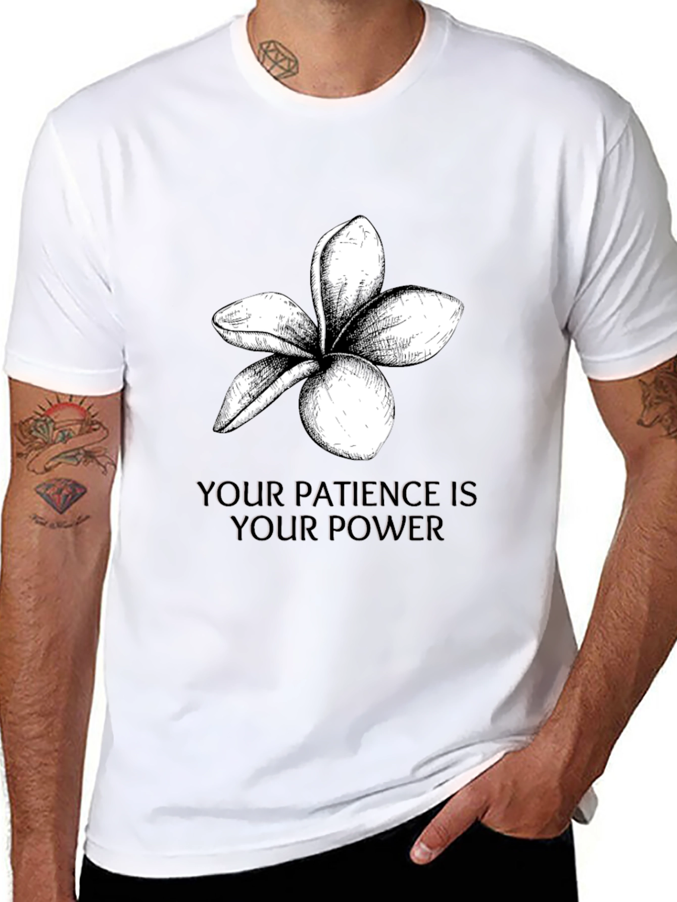 Patience is Power Black Graphic T-Shirt