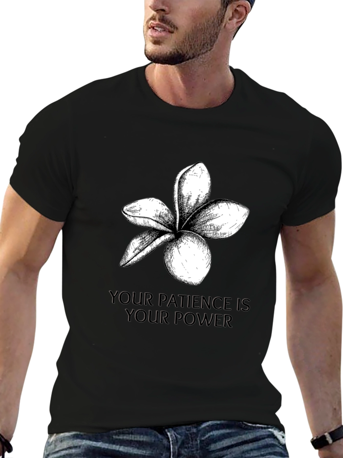 Patience is Power Black Graphic T-Shirt