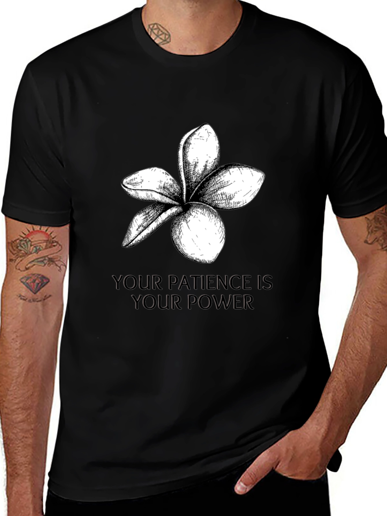 Patience is Power Black Graphic T-Shirt