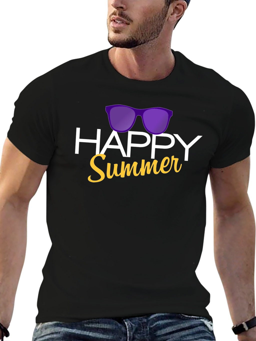 Happy Summer Graphic T-Shirt - Black