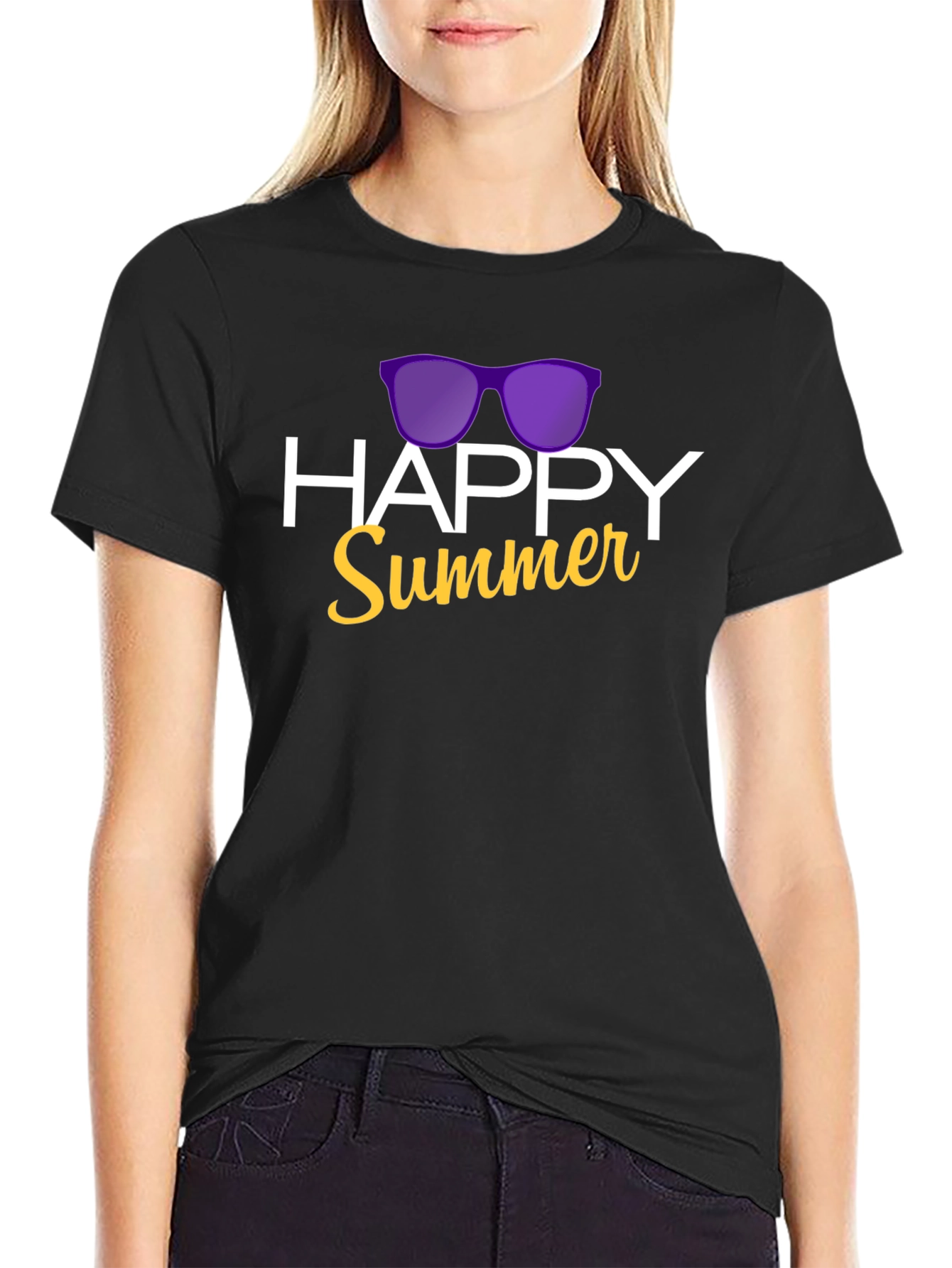 Happy Summer Graphic T-Shirt - Black
