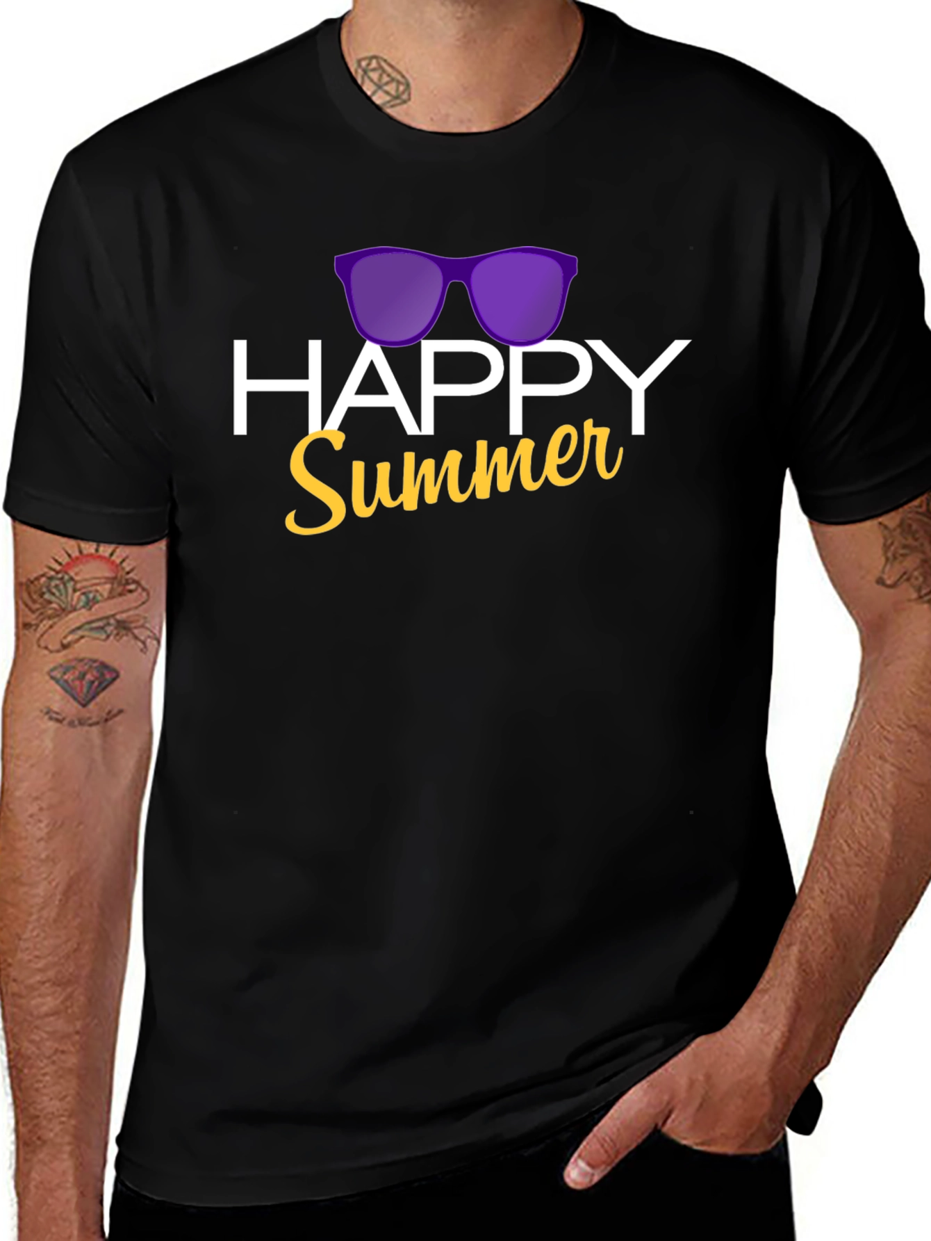 Happy Summer Graphic T-Shirt - Black