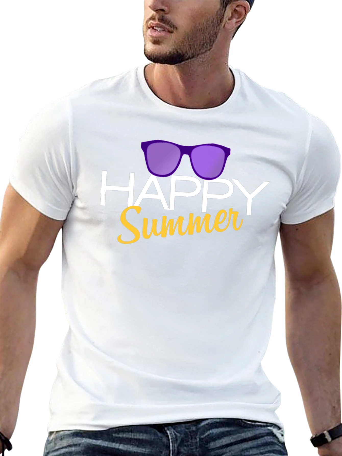 Happy Summer Graphic T-Shirt - Black