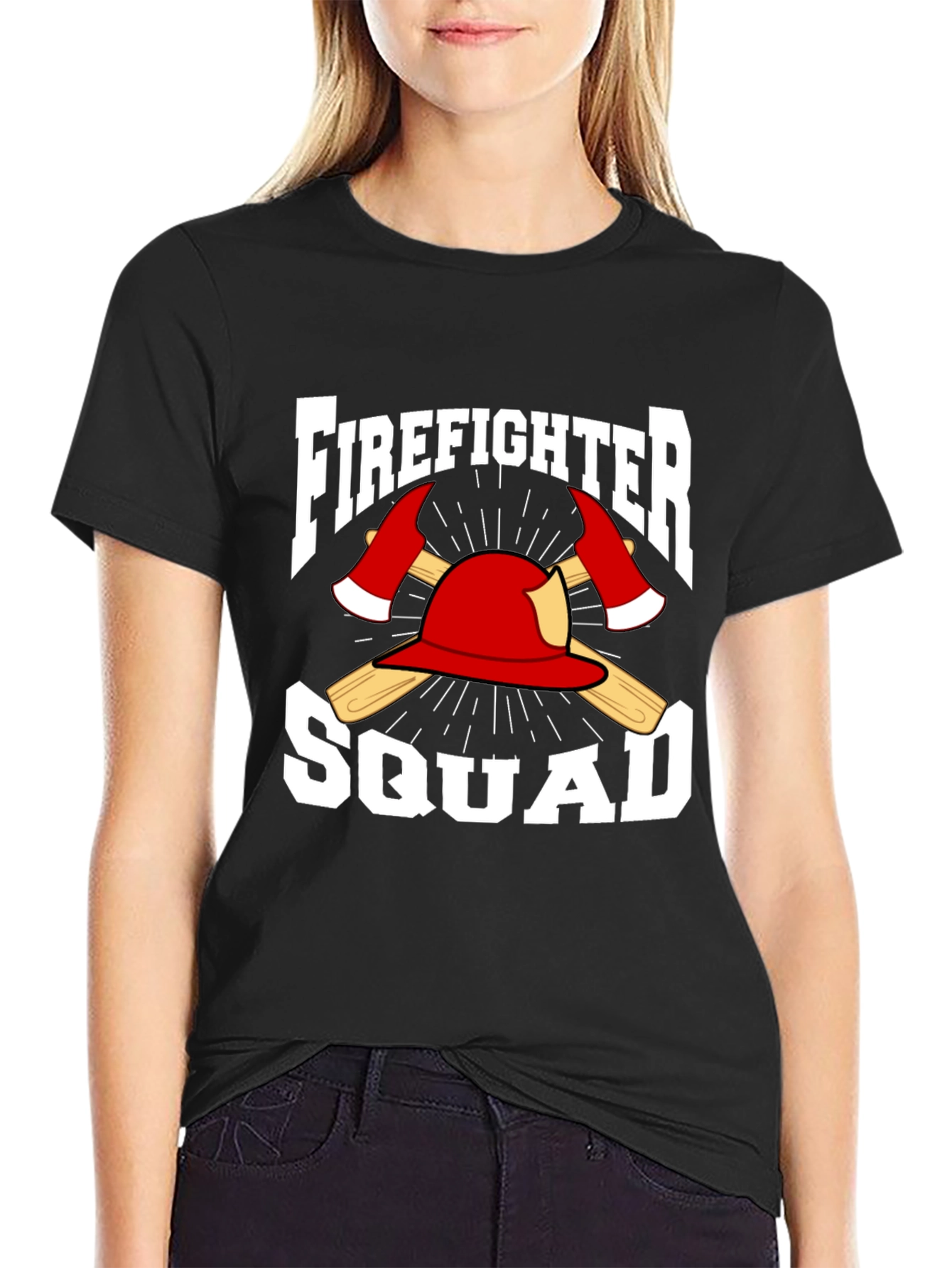 Firefighter Squad T-Shirt - Axe & Helmet Graphic Tee
