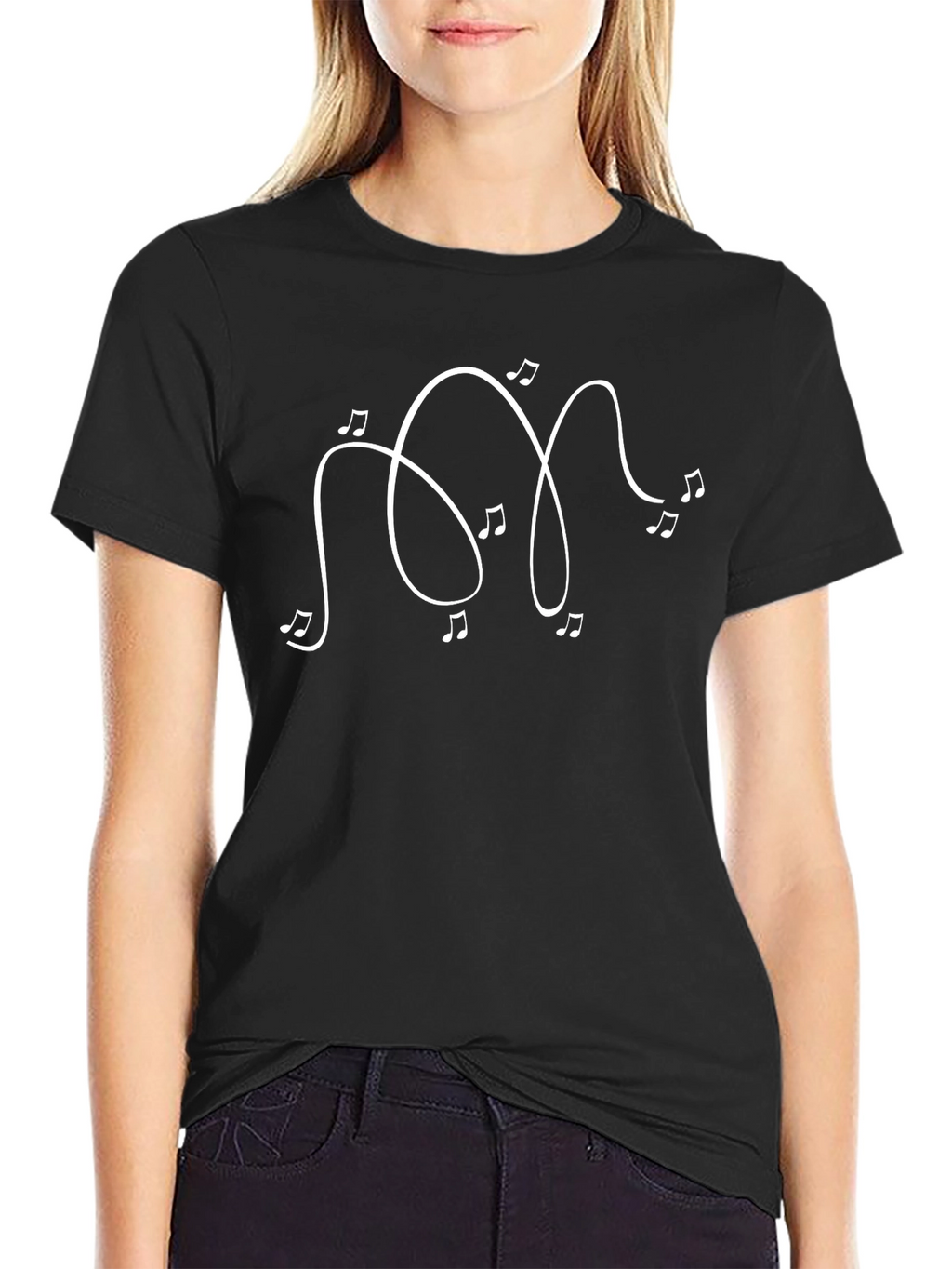 Musical Note Graphic Black T-Shirt