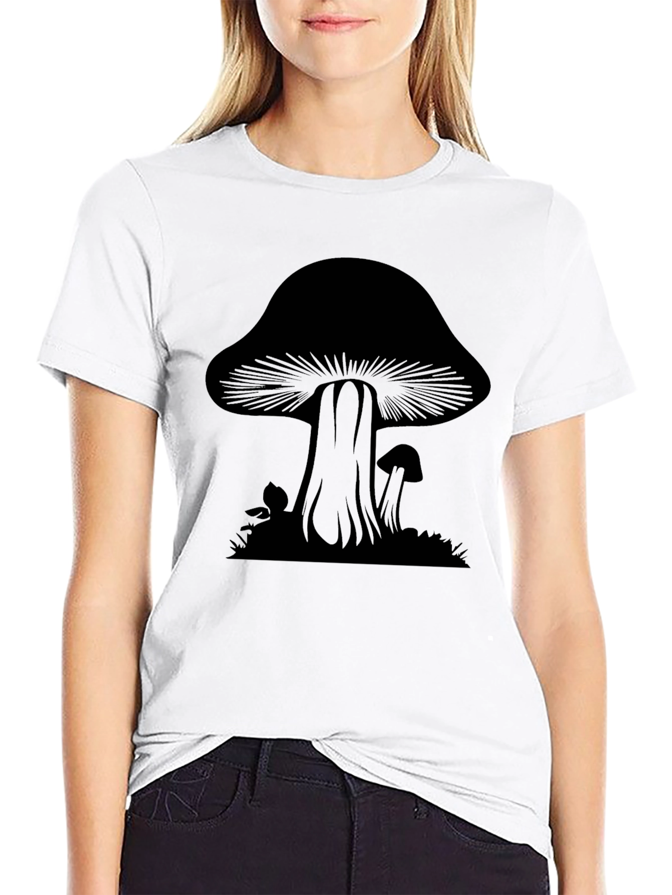 Mushroom Graphic Tee - Black Cotton Blend