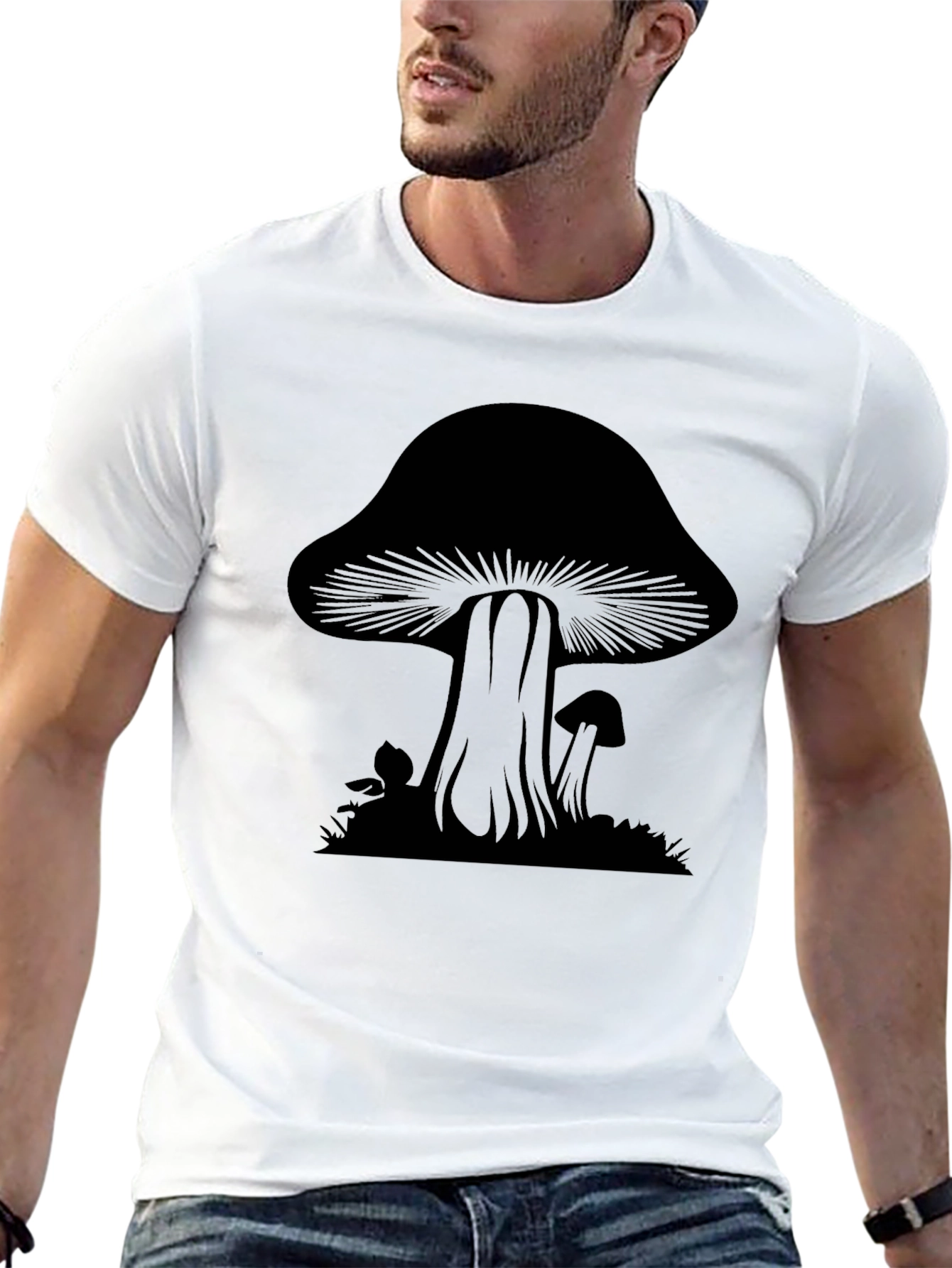 Mushroom Graphic Tee - Black Cotton Blend