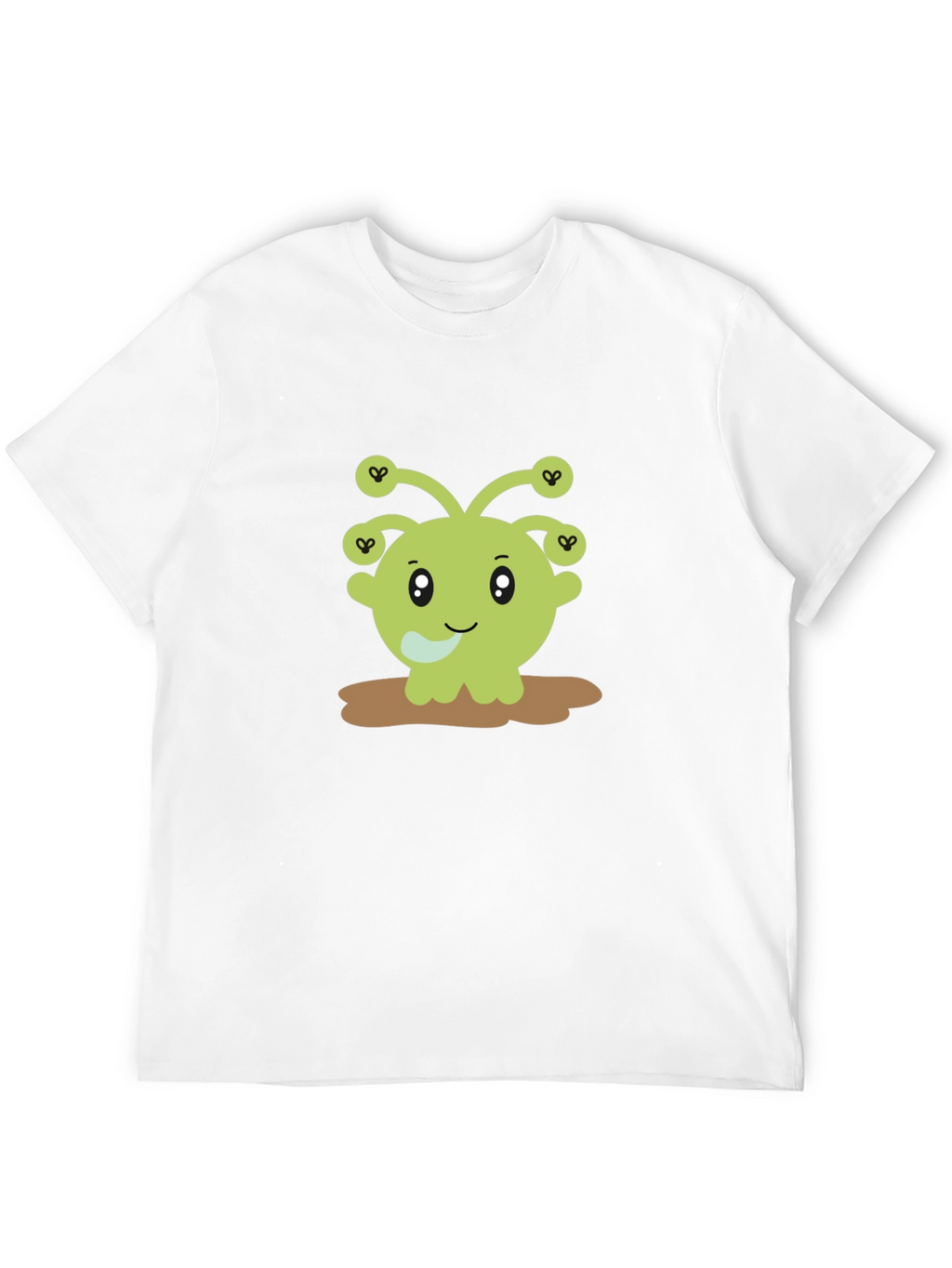 Cute Alien Cartoon Graphic Print Black T-Shirt