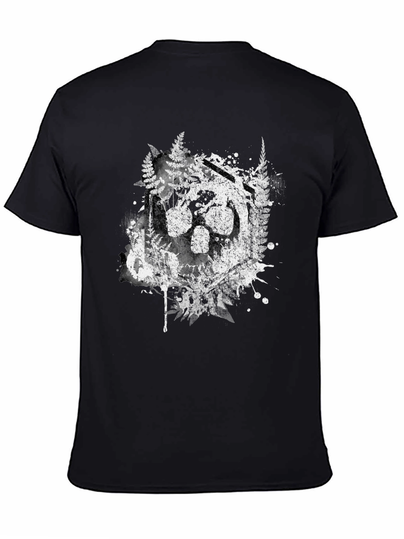 Nature Wolf Paw Print Graphic Tee - Black