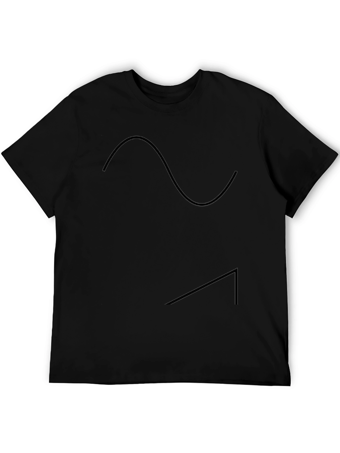 Modern Graphic Tee - Black Wavy Line Design