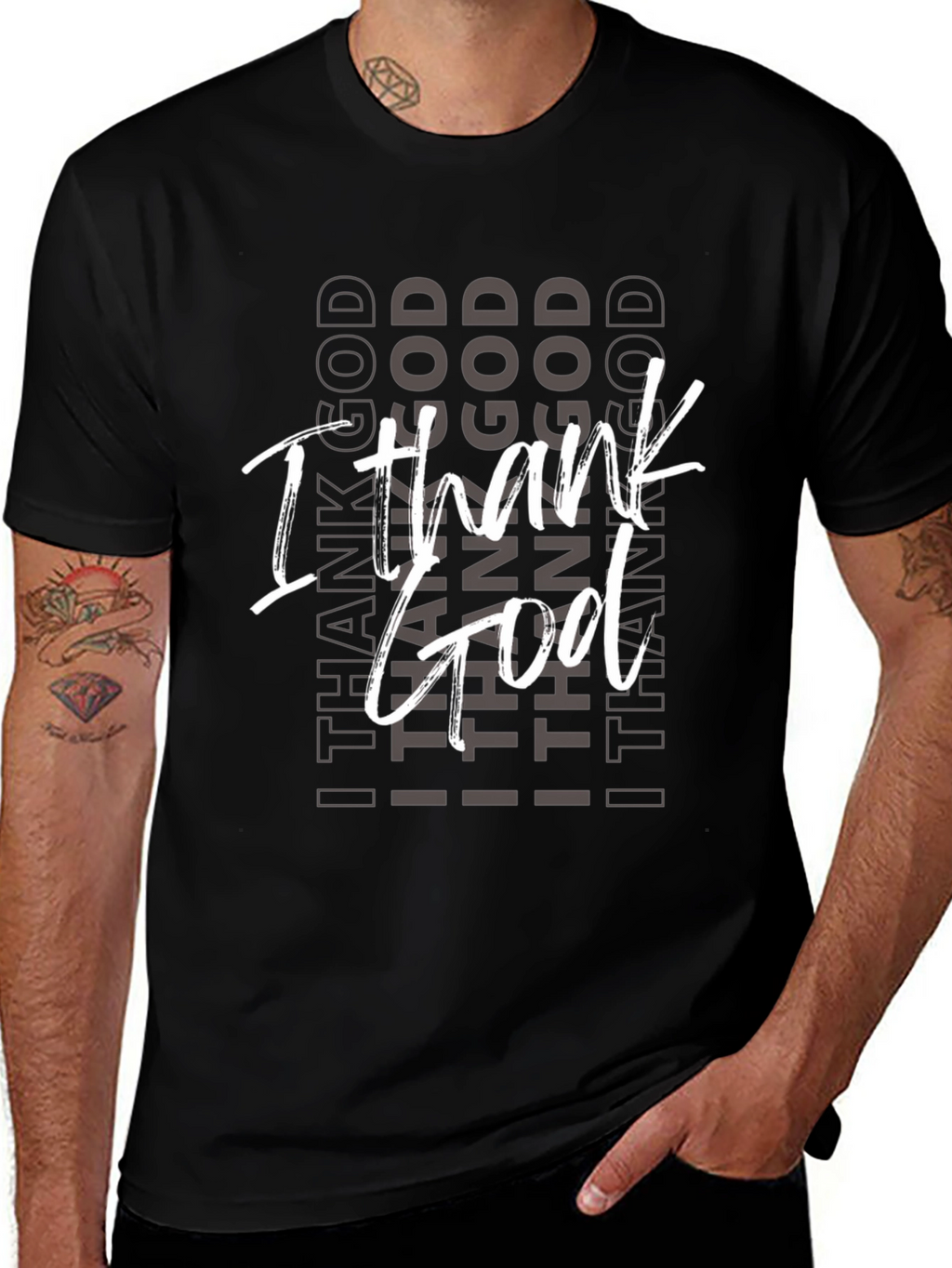I Thank God Black Graphic Tee