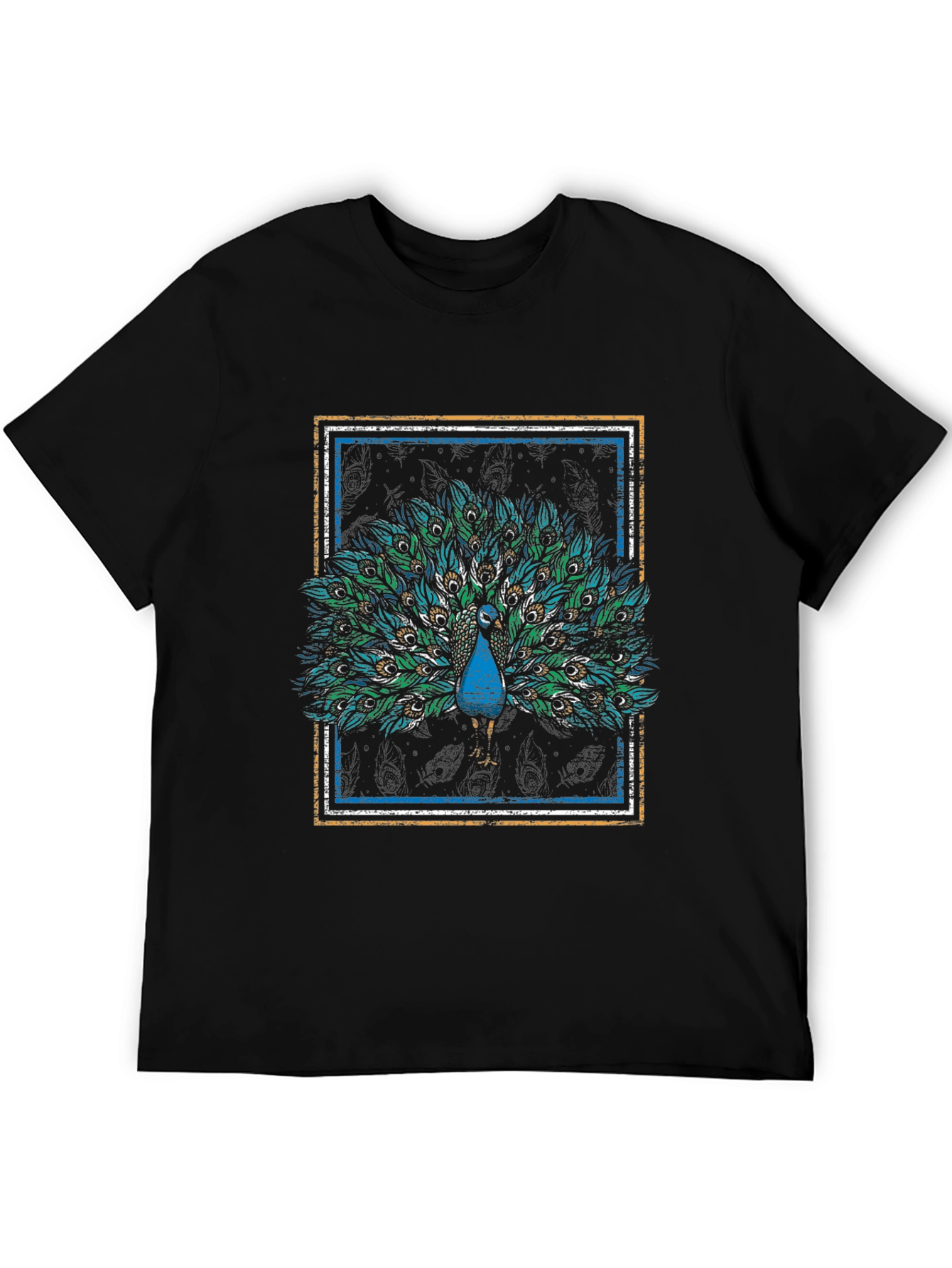 Peacock Graphic Tee - Stylish Mens Black T-Shirt