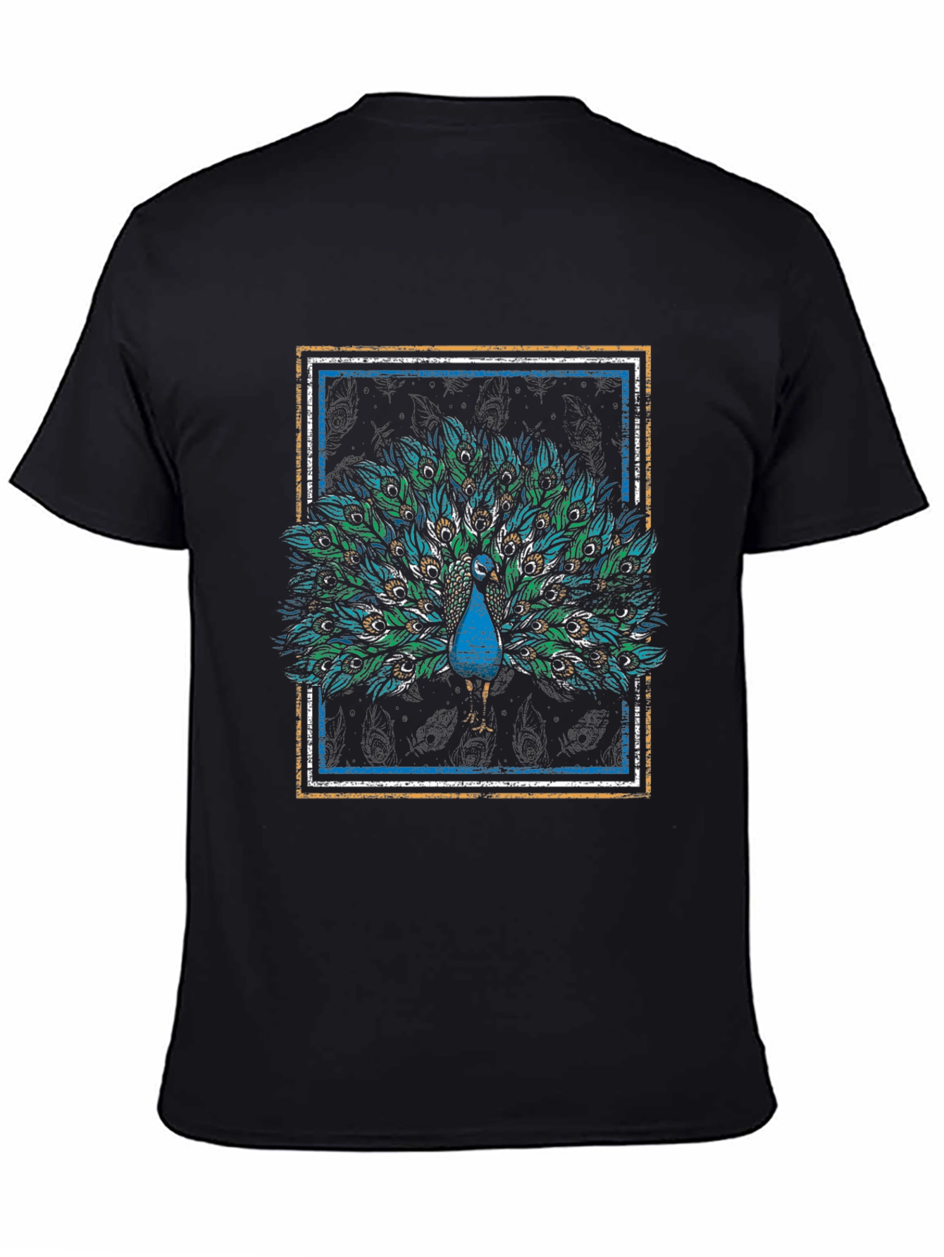 Peacock Graphic Tee - Stylish Mens Black T-Shirt