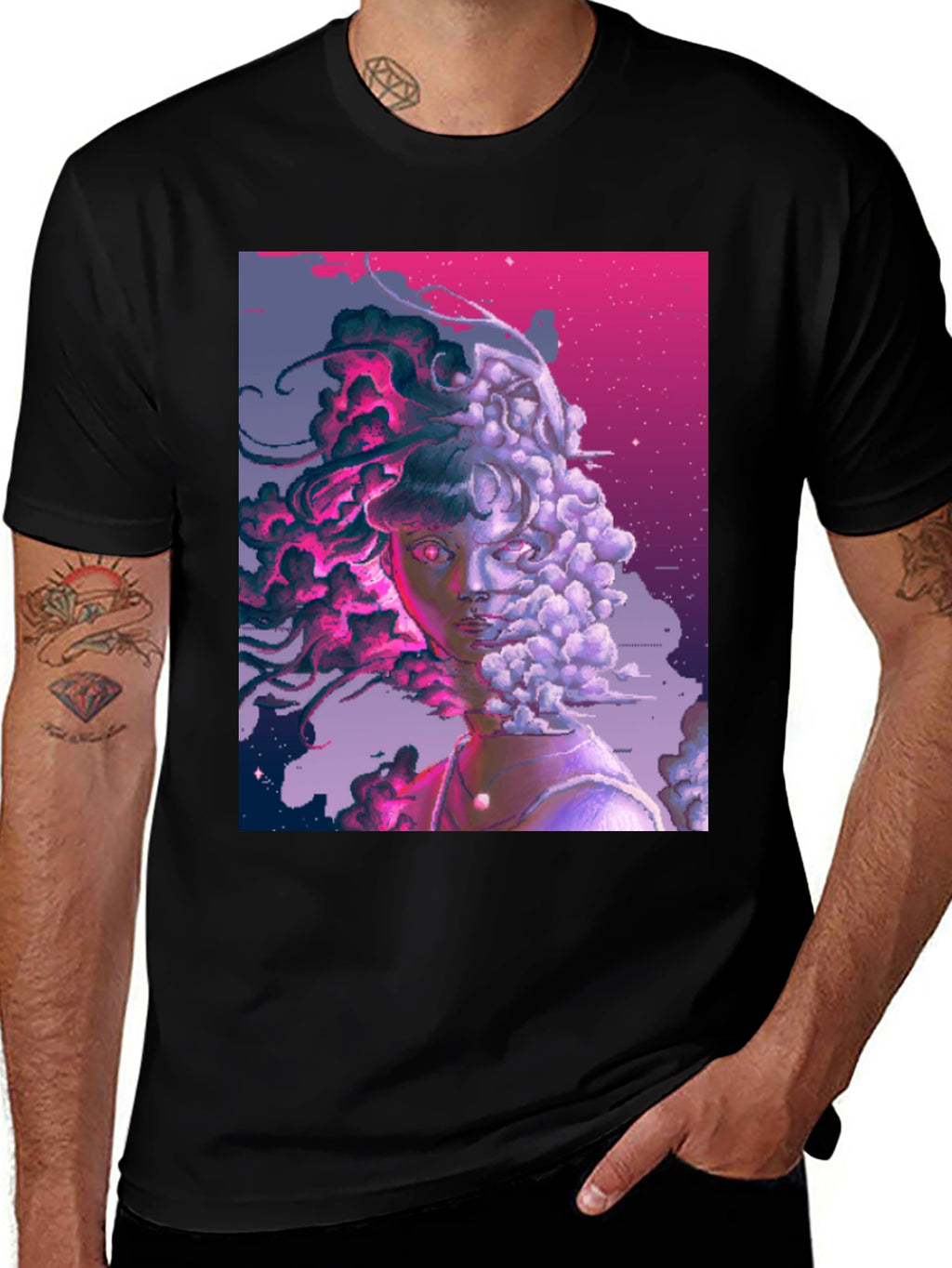 Artistic Pixelated Portrait Tee