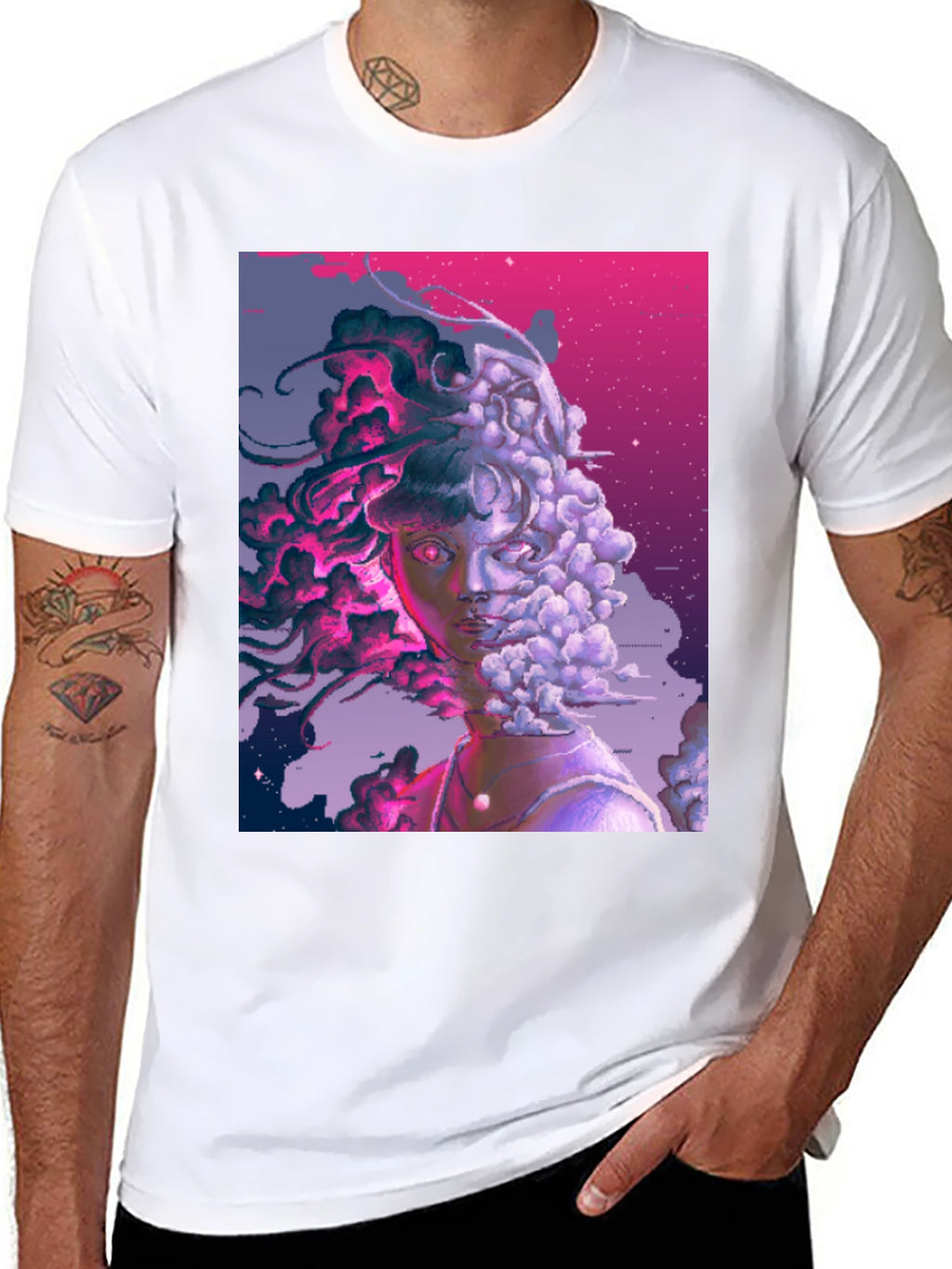 Artistic Pixelated Portrait Tee