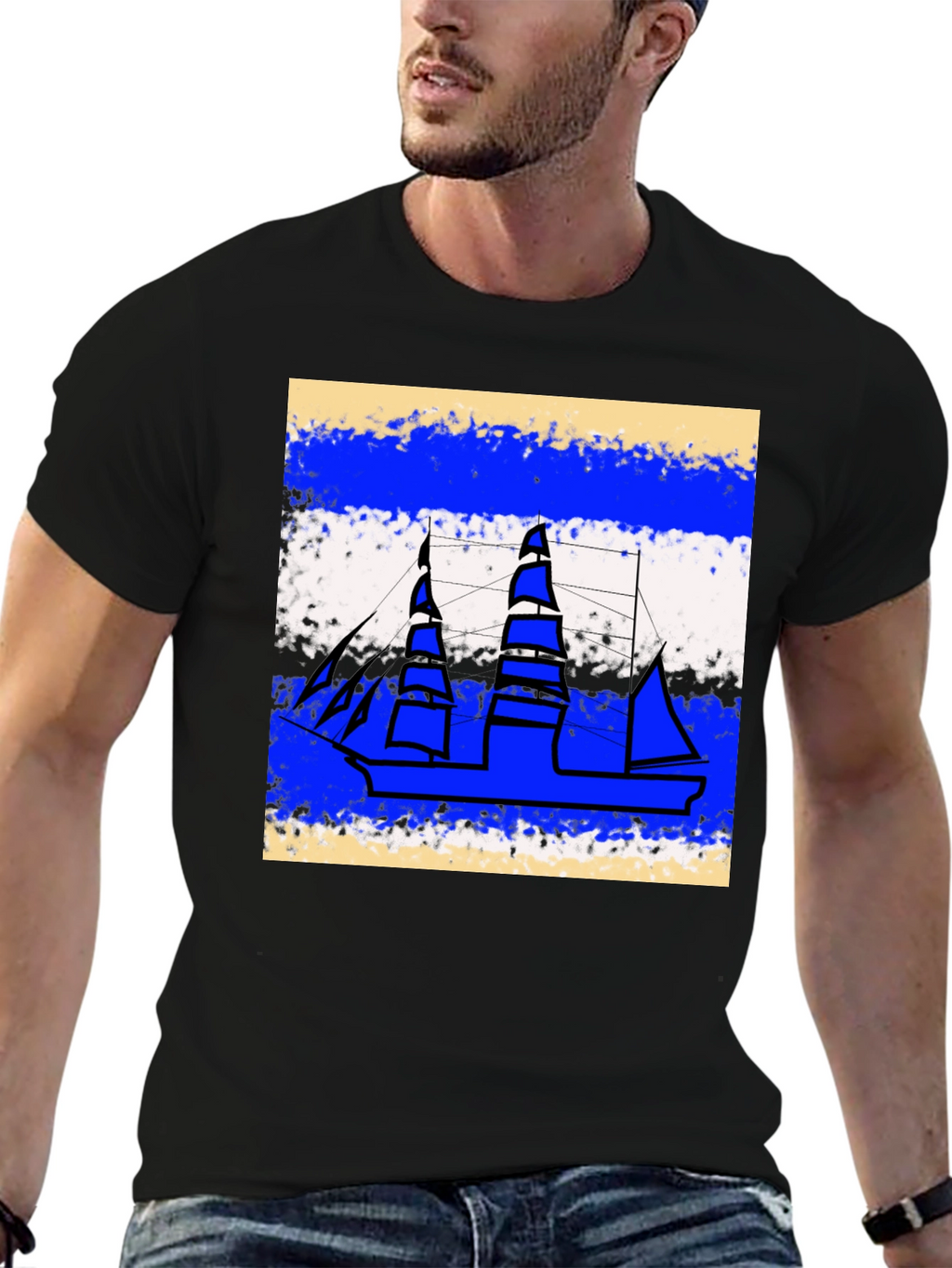 Nautical Ship Graphic Tee - Casual Style