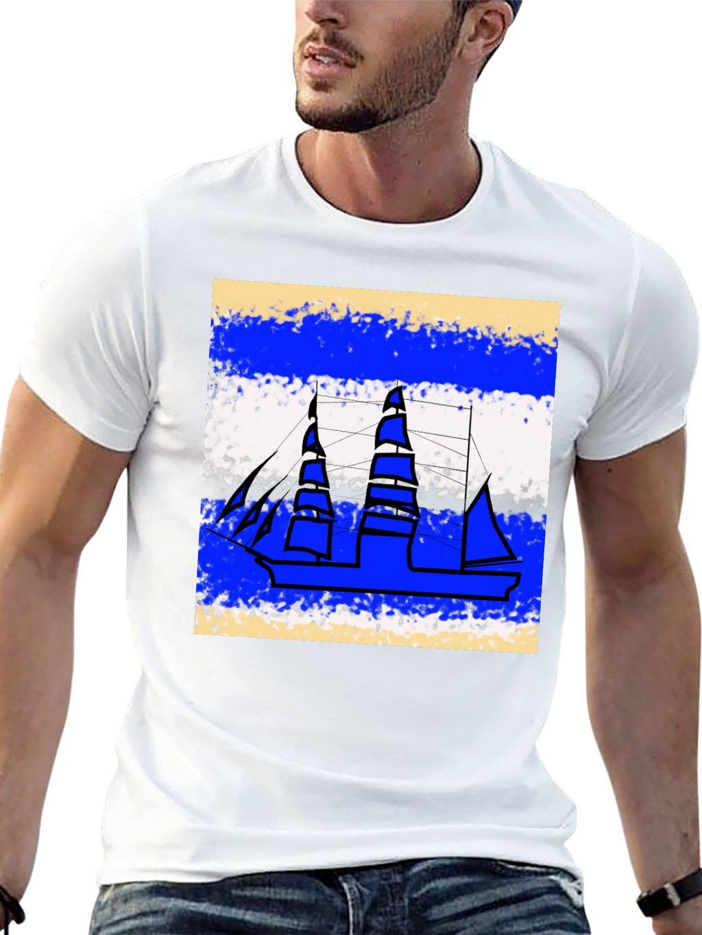 Nautical Ship Graphic Tee - Casual Style