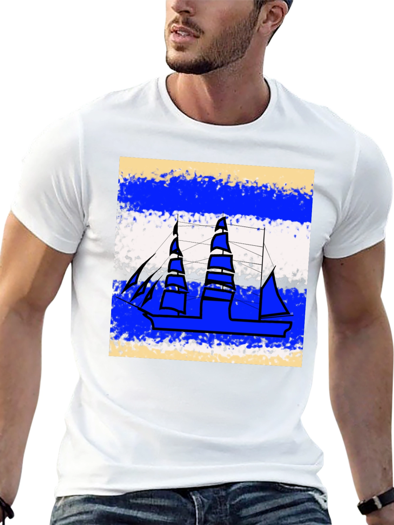 Nautical Ship Graphic Tee - Casual Style