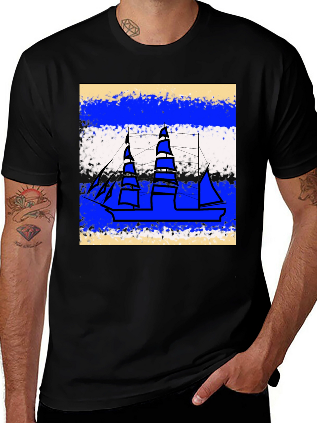 Nautical Ship Graphic Tee - Casual Style