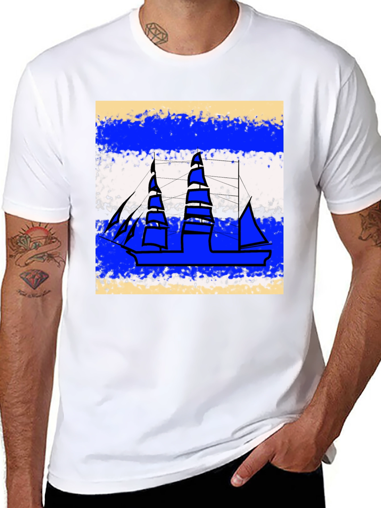 Nautical Ship Graphic Tee - Casual Style