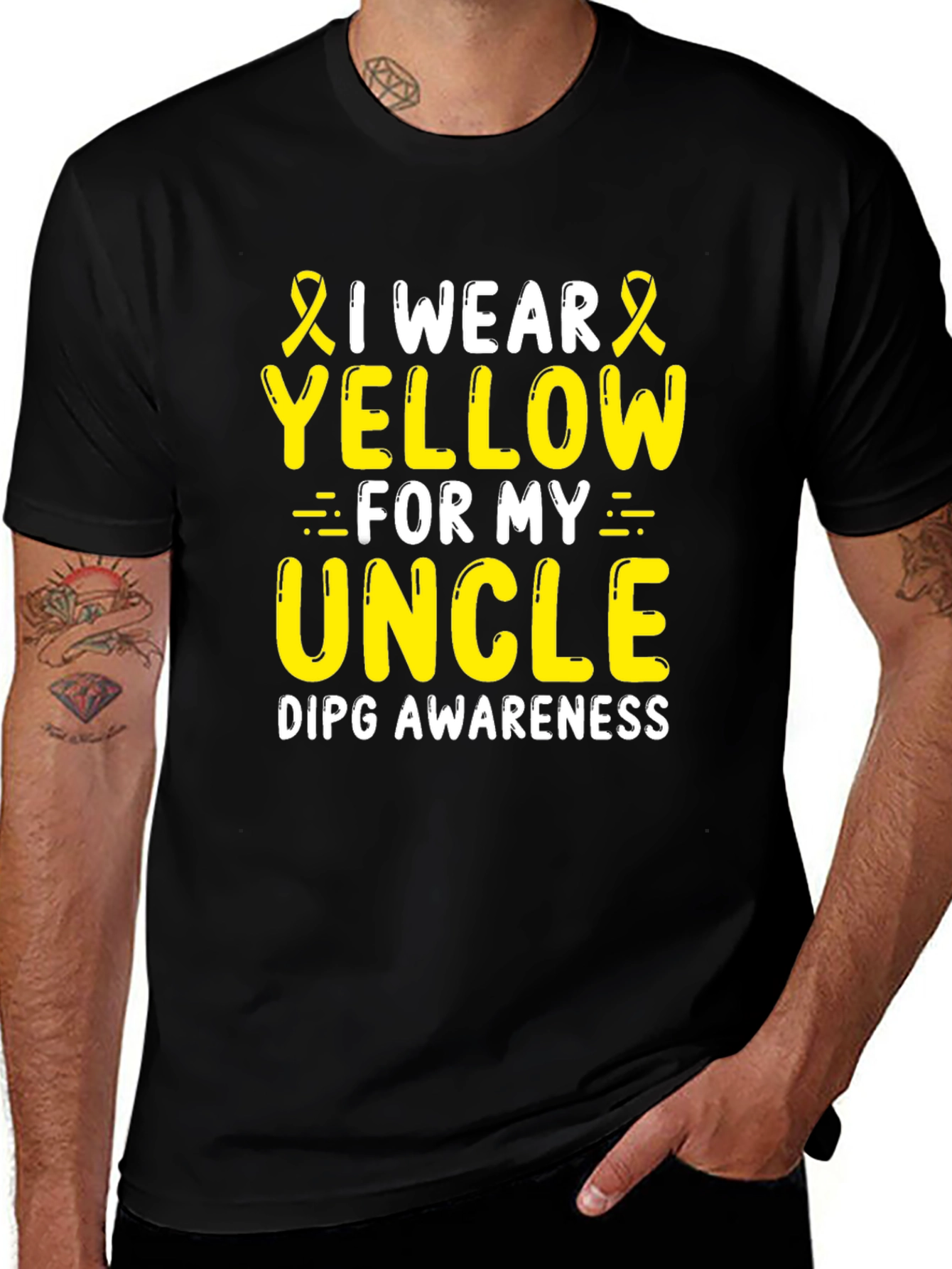 I Wear Yellow for My Uncle DIPG Awareness T-Shirt