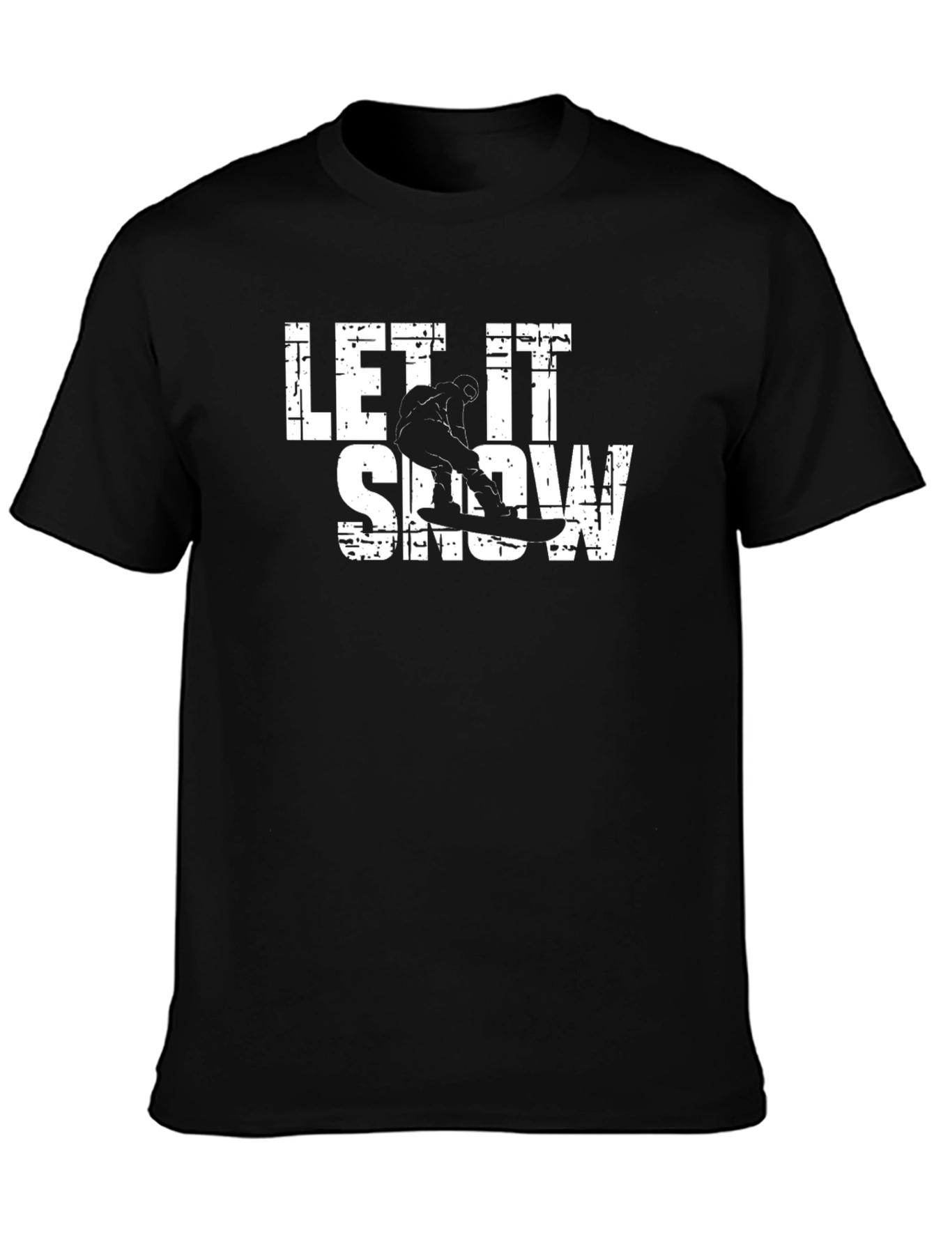 Let It Snow Snowboarder Graphic Tee - Black