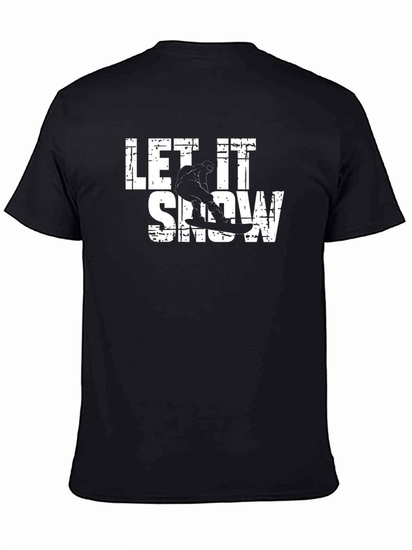 Let It Snow Snowboarder Graphic Tee - Black