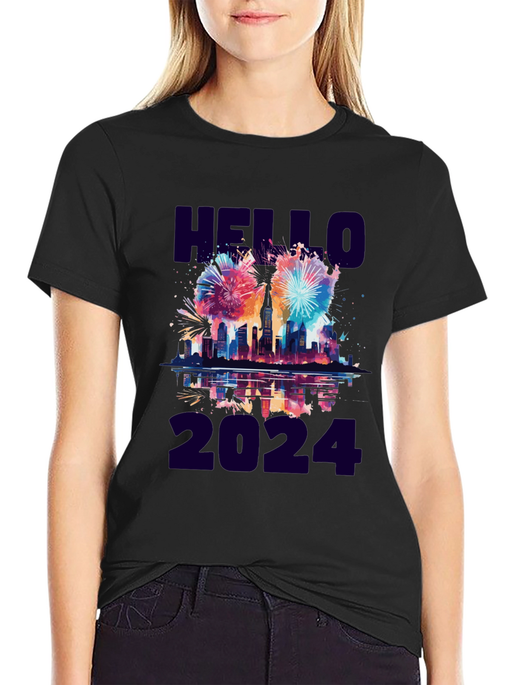 Hello 2024 Fireworks Graphic Tee
