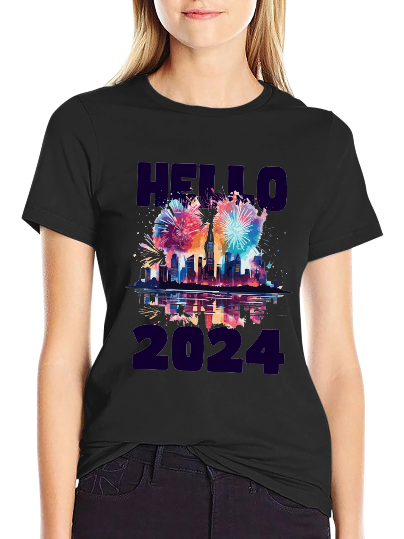 Hello 2024 Fireworks Graphic Tee
