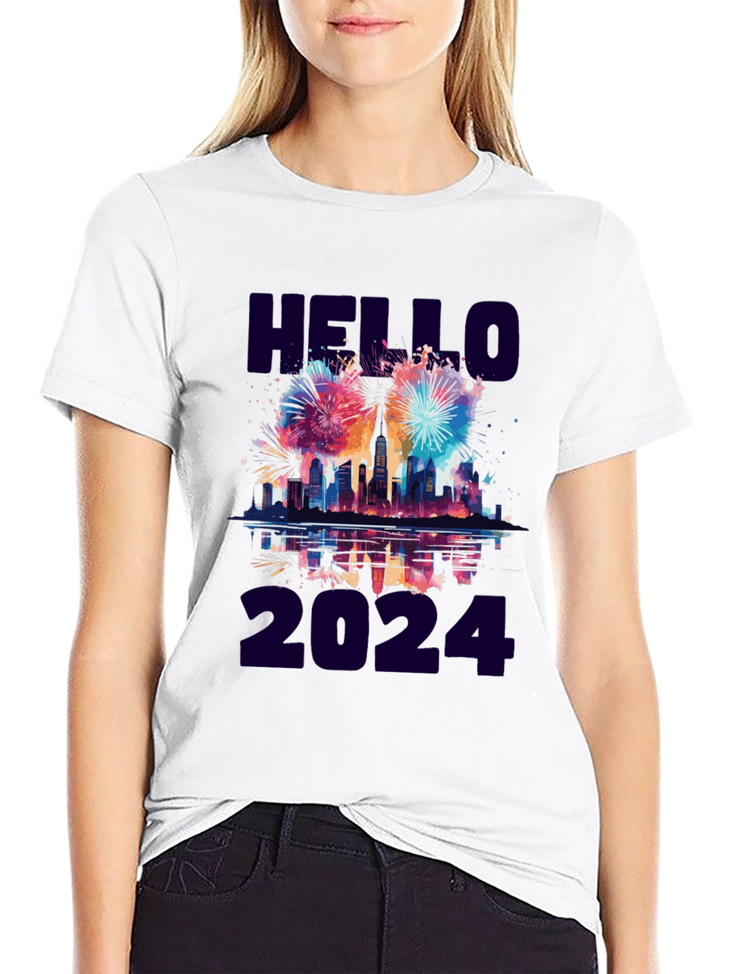Hello 2024 Fireworks Graphic Tee