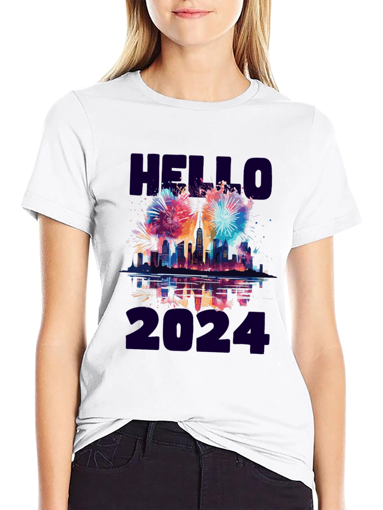 Hello 2024 Fireworks Graphic Tee