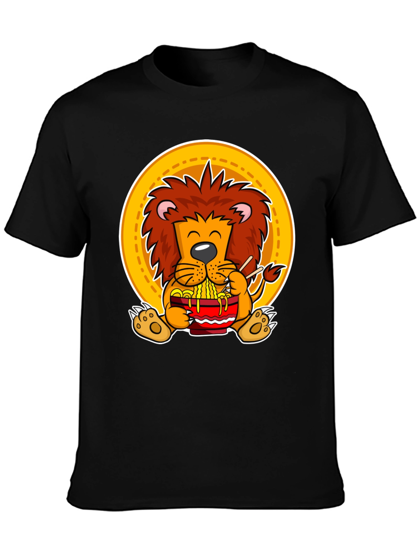 Lion Ramen T-Shirt: Cute Animal Graphic Tee for Noodle Lovers