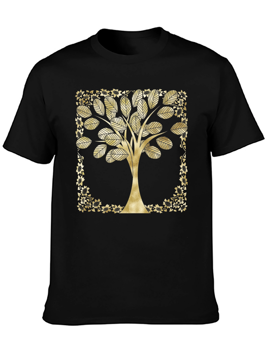 Golden Tree Graphic Black T-Shirt