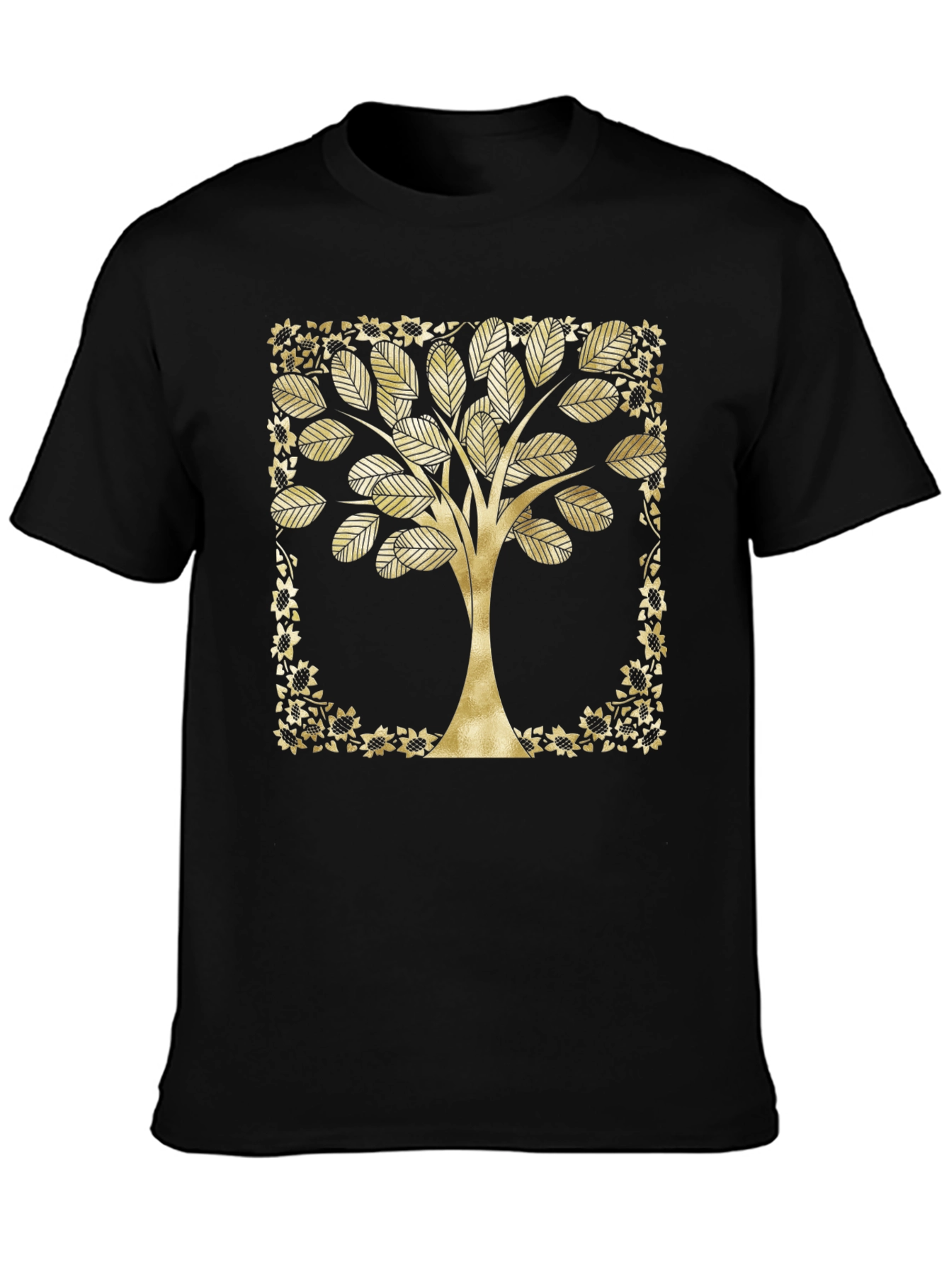 Golden Tree Graphic Black T-Shirt
