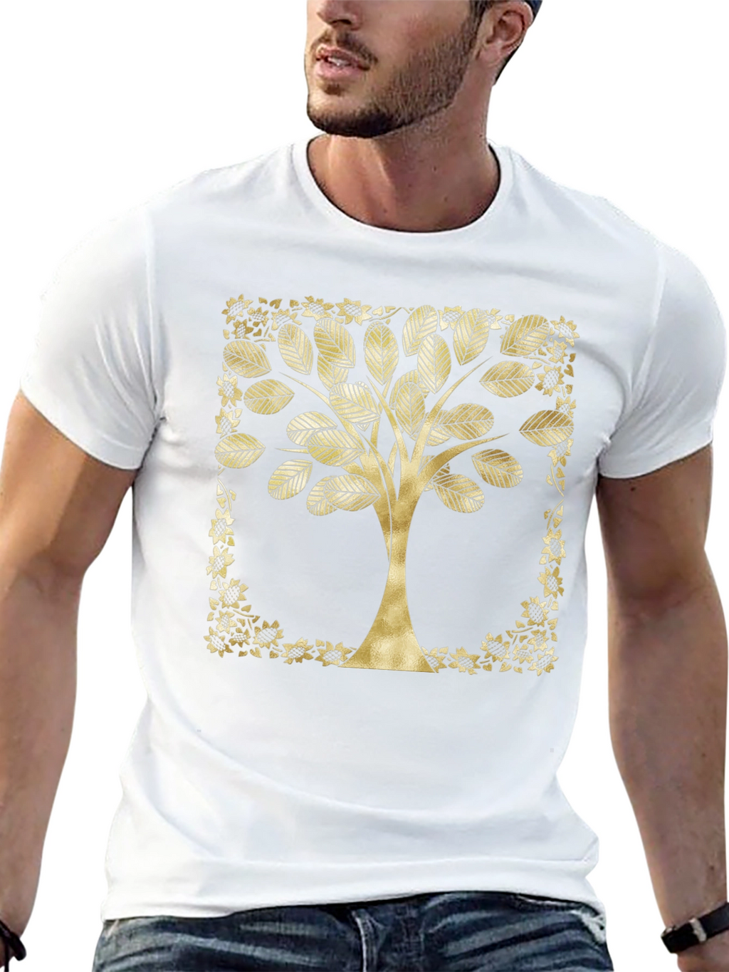 Golden Tree Graphic Black T-Shirt
