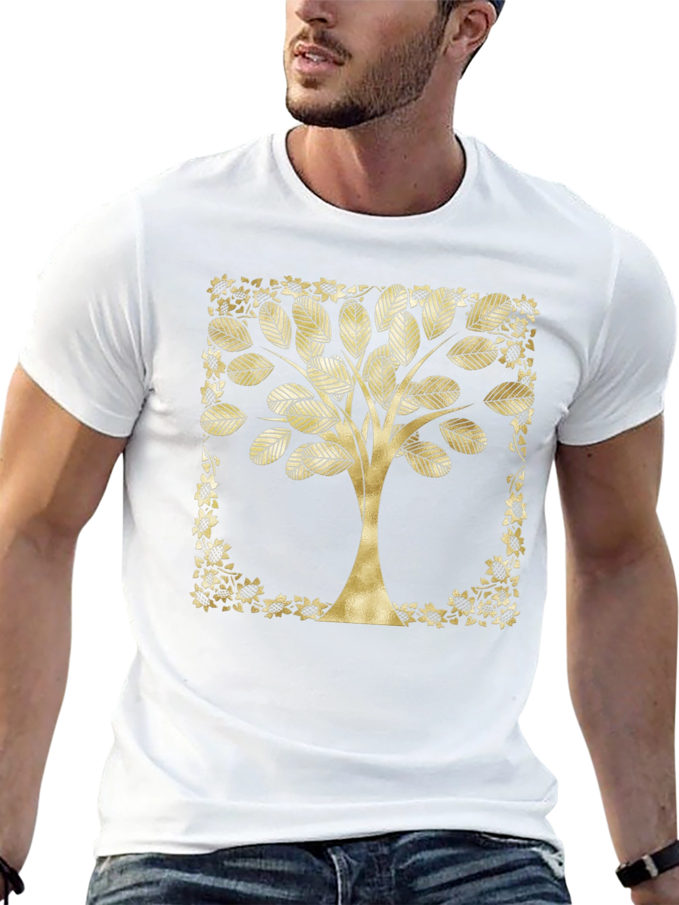 Golden Tree Graphic Black T-Shirt