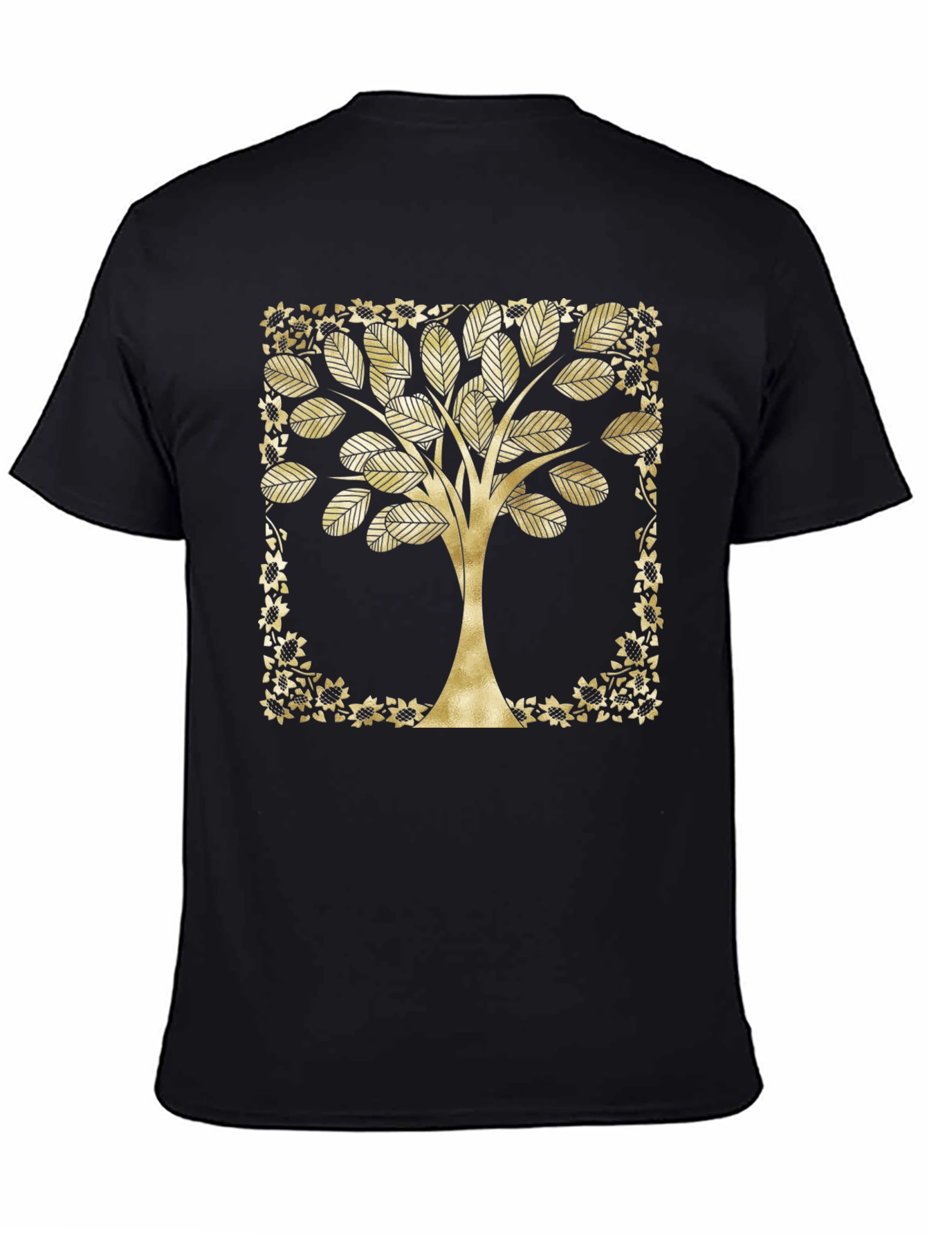 Golden Tree Graphic Black T-Shirt