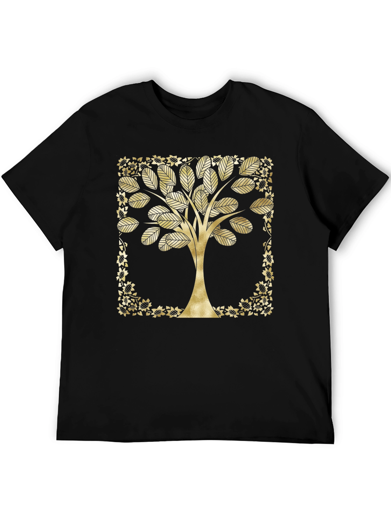 Golden Tree Graphic Black T-Shirt