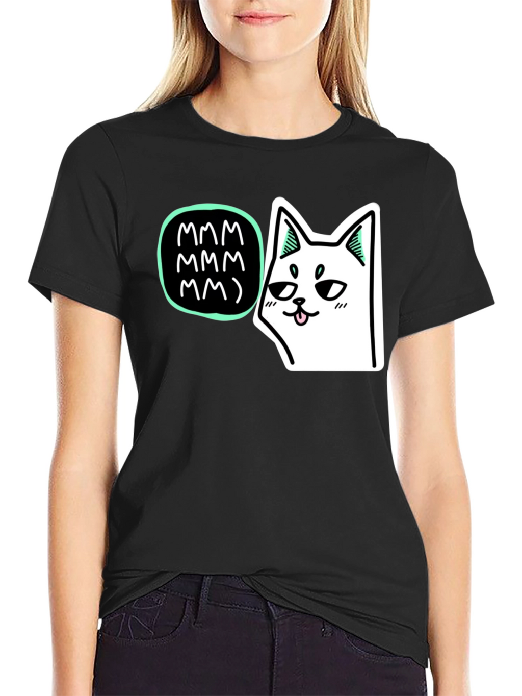 Mmm Cat T-Shirt - Black Graphic Tee