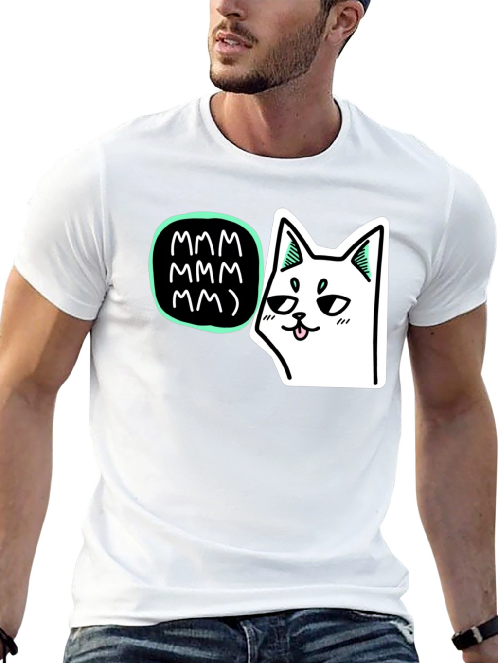 Mmm Cat T-Shirt - Black Graphic Tee