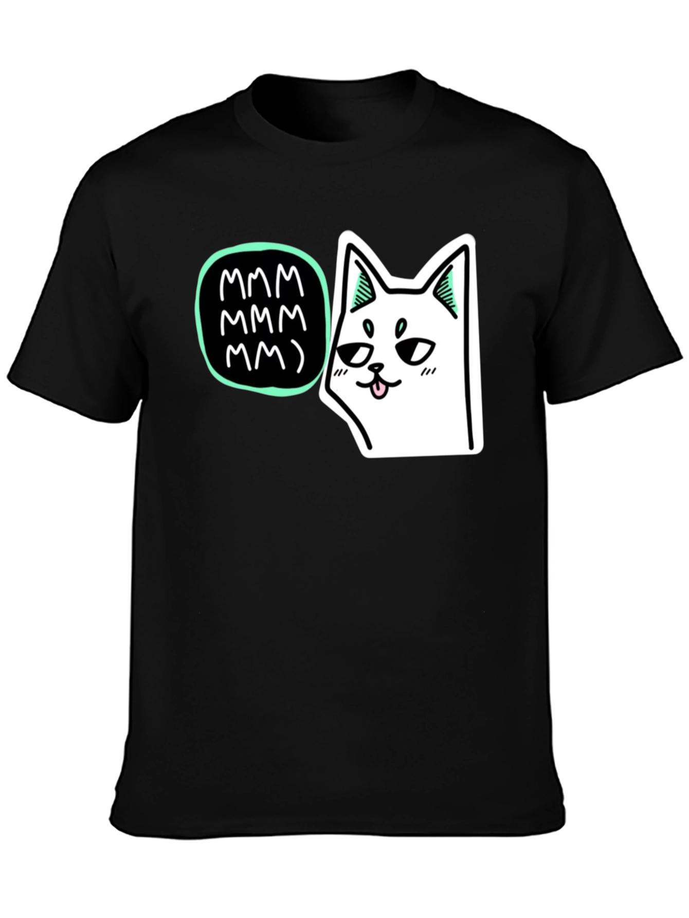 Mmm Cat T-Shirt - Black Graphic Tee