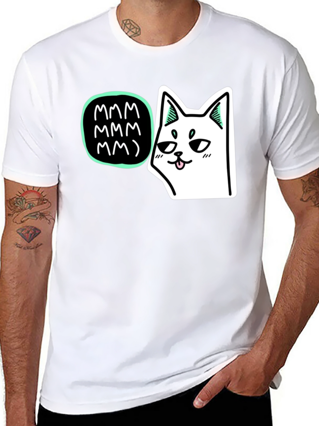 Mmm Cat T-Shirt - Black Graphic Tee