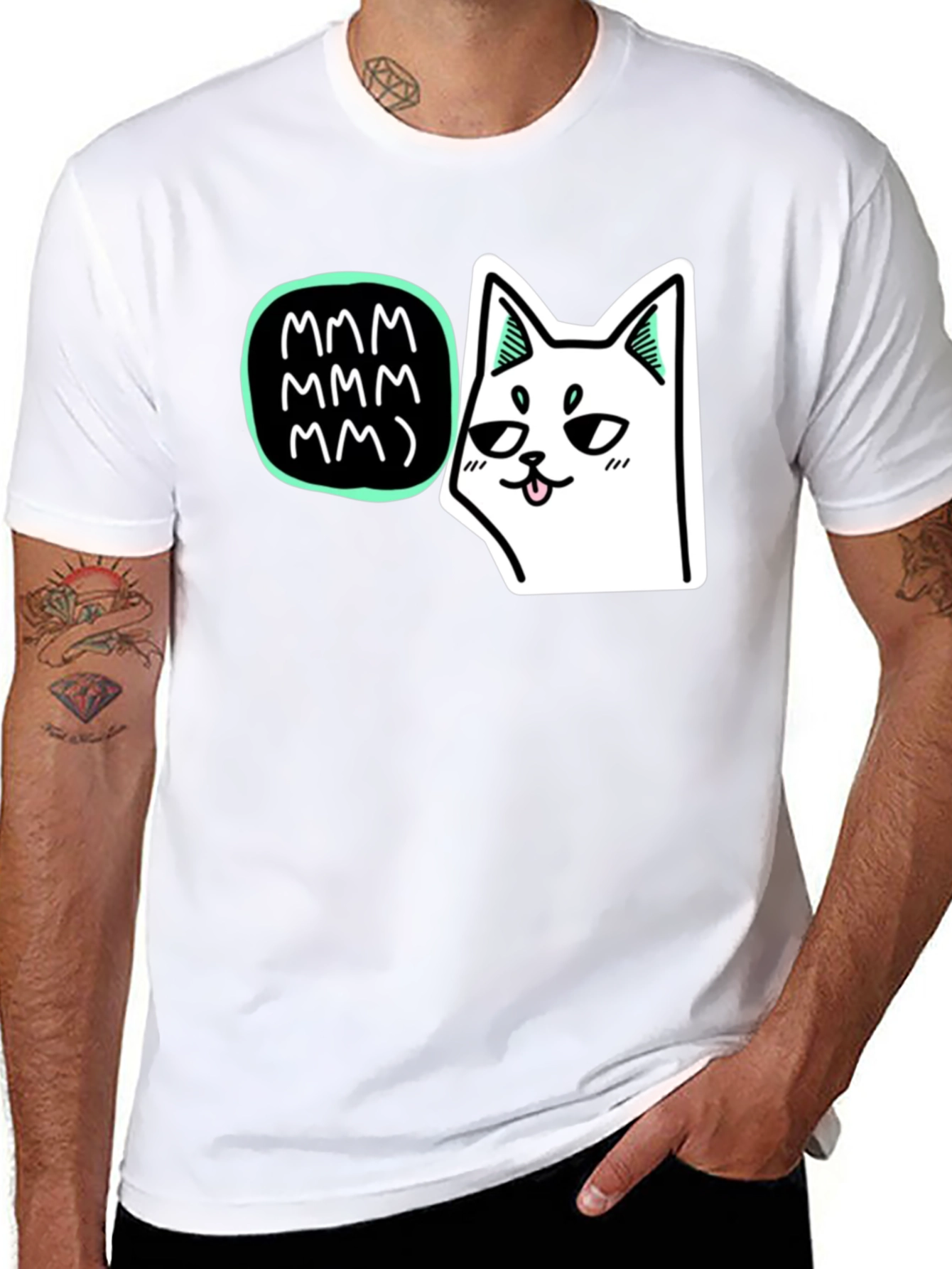 Mmm Cat T-Shirt - Black Graphic Tee