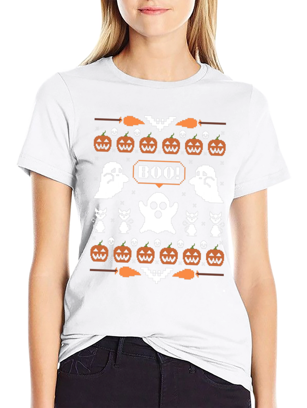 Boo Halloween Pixel Art T-Shirt