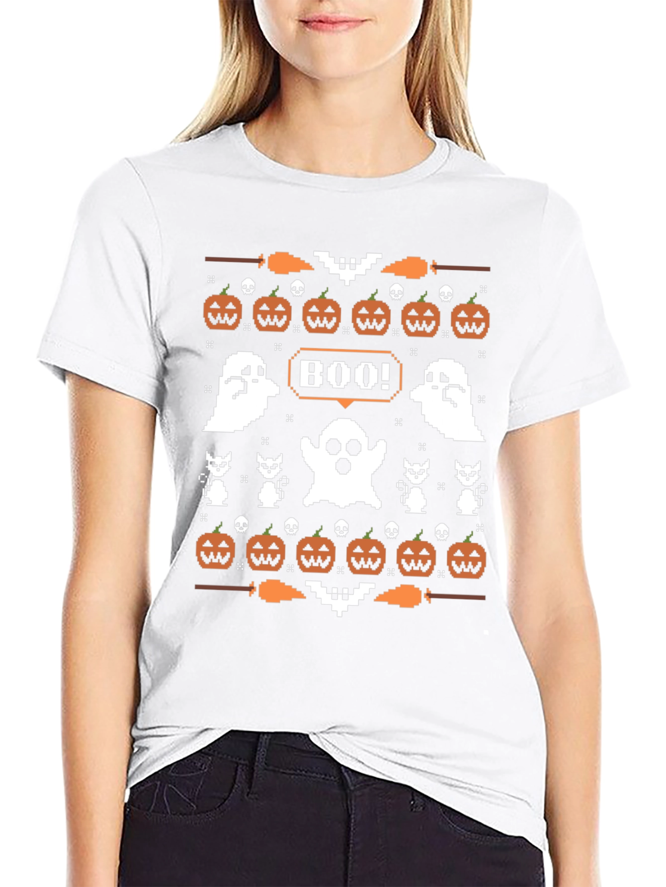 Boo Halloween Pixel Art T-Shirt