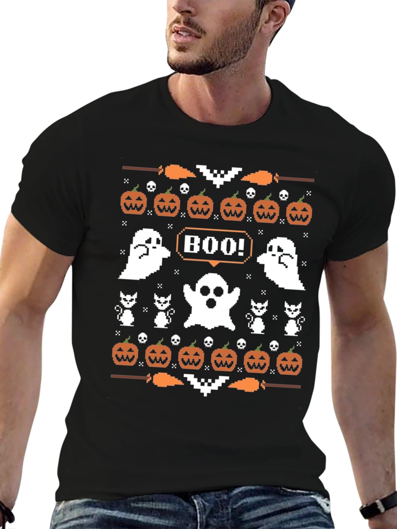 Boo Halloween Pixel Art T-Shirt